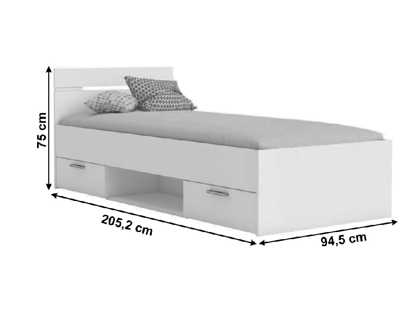 Jednolůžková postel 90 cm Myriam (dub sonoma)(bez matrace a roštu)