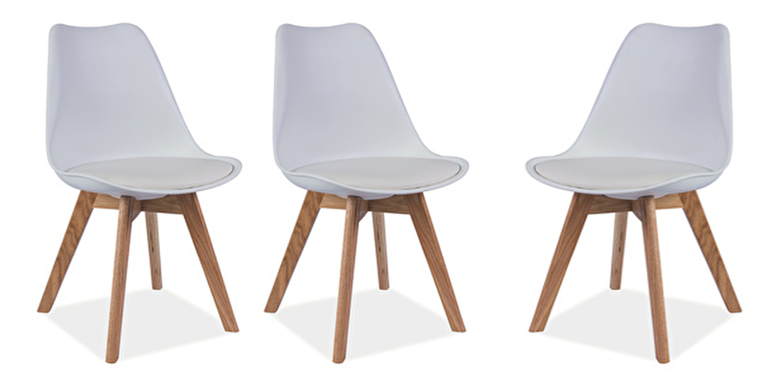 Set 3 ks. jídelních židlí Aste (bílá + dub) *výprodej