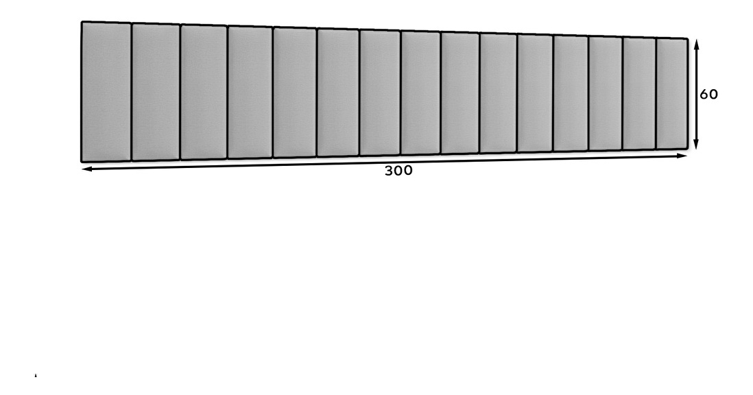 Set 15 čalouněných panelů Quadra 300x60 cm (tmavěšedá)