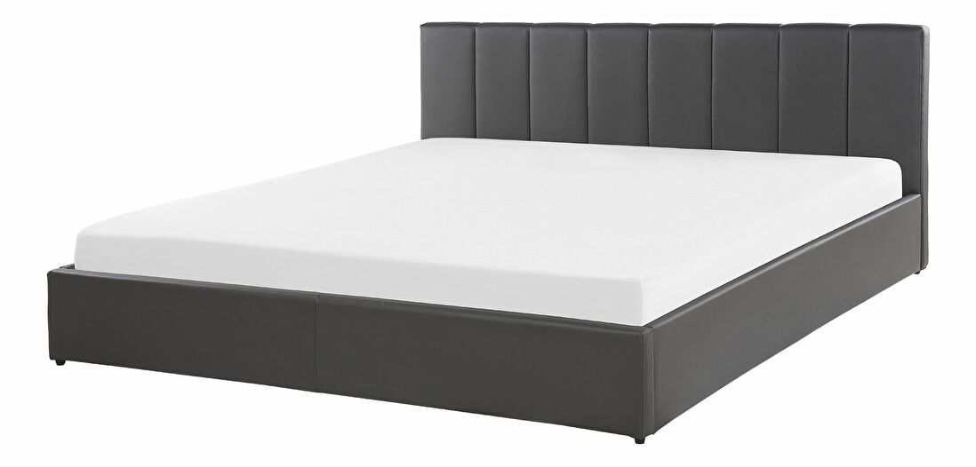 Manželská postel 180 cm DARGAN (šedá) (umělá kůže) (s roštem a úl. prostorem) *výprodej