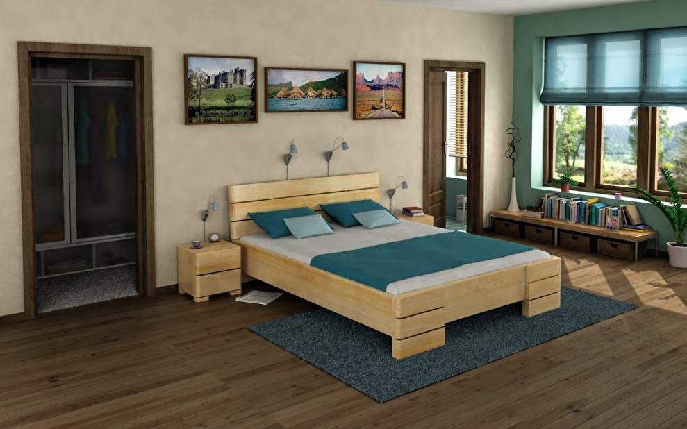 Manželská postel 160 cm Naturlig Lorenskog High BC (borovice)