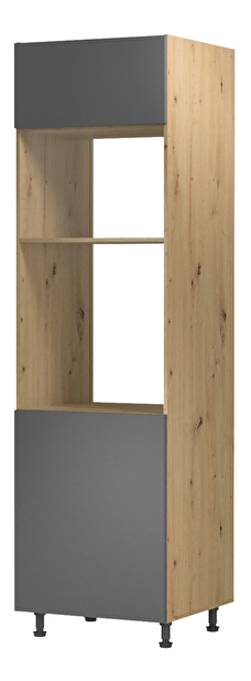 Vysoká kuchyňská skříňka na vestavné spotřebiče D60PM Langari (dub artisan + šedá matná)