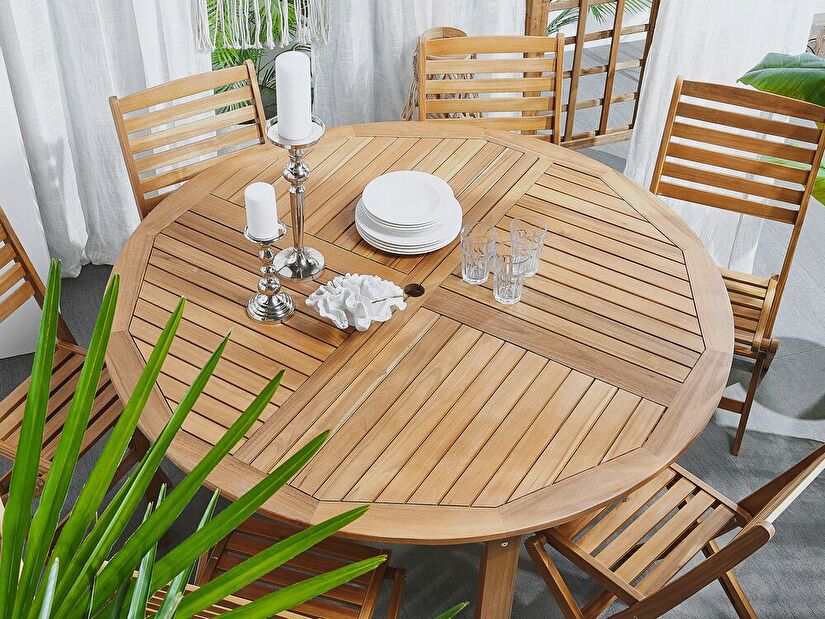 Zahradní stůl TALAVO (světlé dřevo) (pro 6 osob)