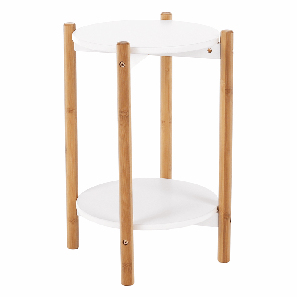 Příruční/noční stolek Baron (bílá + přírodní)