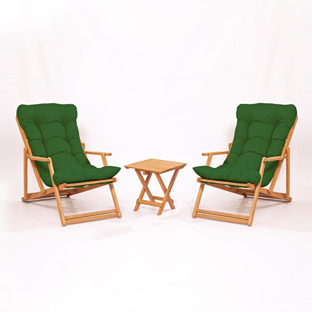Sada zahradního stolu a židlí (3 kusy) Minnie (zelená + přírodní)
