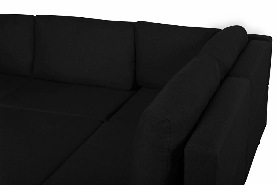 Modulární pohovka ve tvaru U FELLE (polyester) (černá) (pro 6 osob)