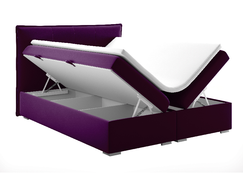 Manželská postel Boxspring 180 cm Carla (fialová)(s úložným prostorem)