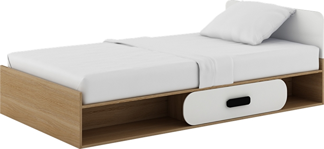 Jednolůžková postel 90 cm Gusto G-12 (s roštem a matracem) (dub nova + bílá) *výprodej