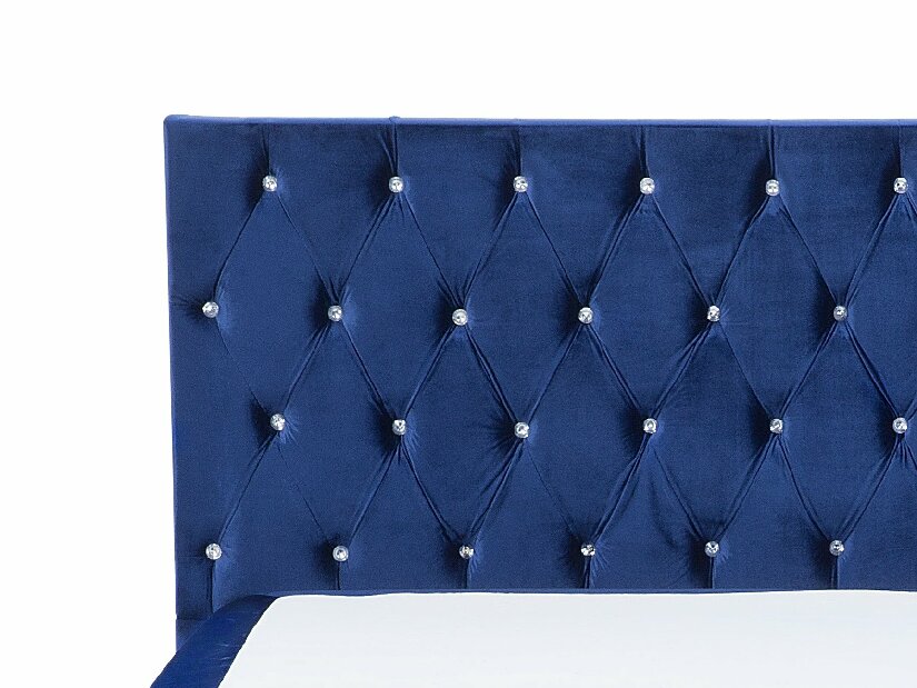Manželská postel Boxspring 160 cm DUKE (s roštem a matrací) (modrá)