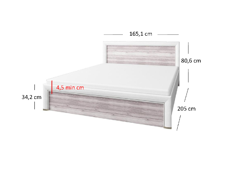 Manželská postel 160 cm ORONTES (krémová + dub ancona) (s roštem)