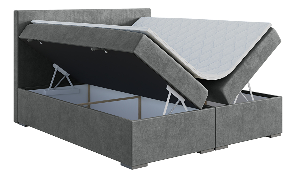 Kontinentální postel 160 cm Lemmy (beton) (s matrací a úl. prostorem)