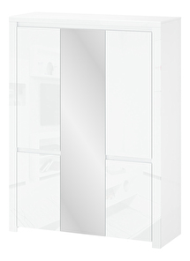 Šatní skříň Leona 5D (se zrcadlem) (bílá lesklá)