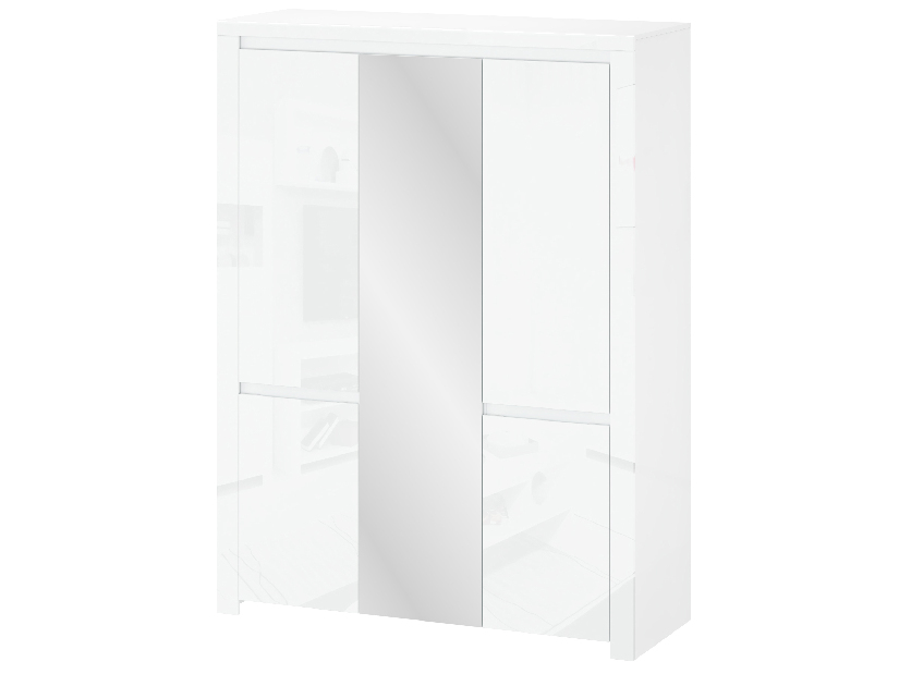 Šatní skříň Leona 5D (se zrcadlem) (bílá lesklá)