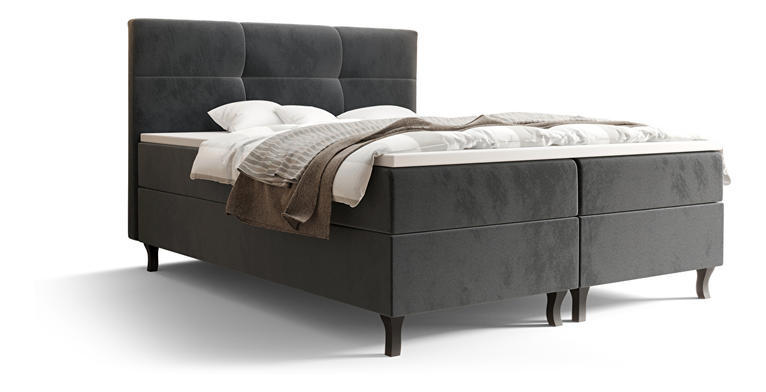 Manželská postel Boxspring 160 cm Lumba Comfort (tmavě šedá) (s matrací a úložným prostorem)