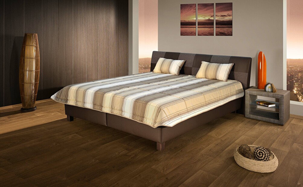 Manželská postel 160 cm Blanár Nice (s roštem a matracemi) (hnědá)