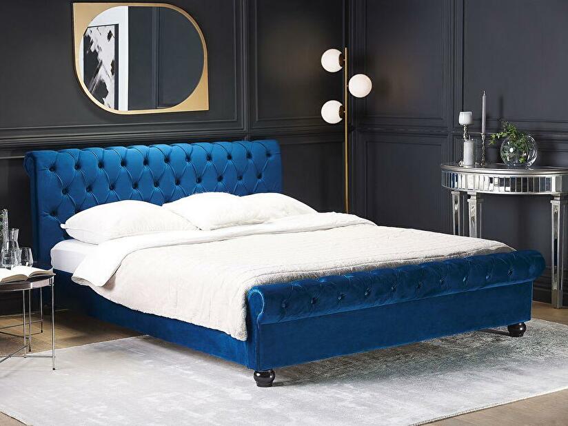 Manželská postel 160 cm ARCHON (s roštem) (modrá)