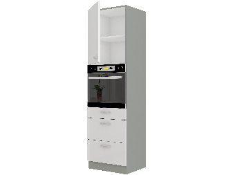 Potravinová kuchyňská skříňka na troubu Brunea 60 DPS-210 3S 1F (šedá + lesk bílý)