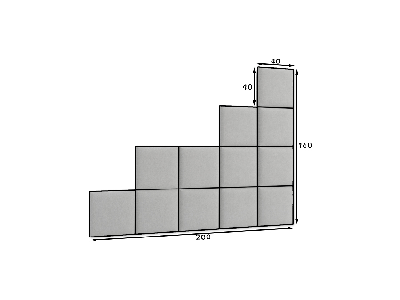 Set 12 čalouněných panelů Quadra 200x160 cm (hořčicová)