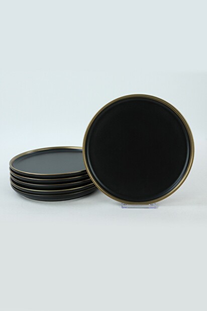 Sada dezertních talířů (6 ks.) Saturn (černá + zlatá)