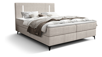 Manželská postel 180 cm Ortega Comfort (světle šedá) (s roštem a matrací, s úl. prostorem) (s LED osvětlením)