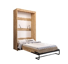 Sklapovací postel 120 Cassie (craft zlatý + černá matná) (vertikální) (s osvětlením)