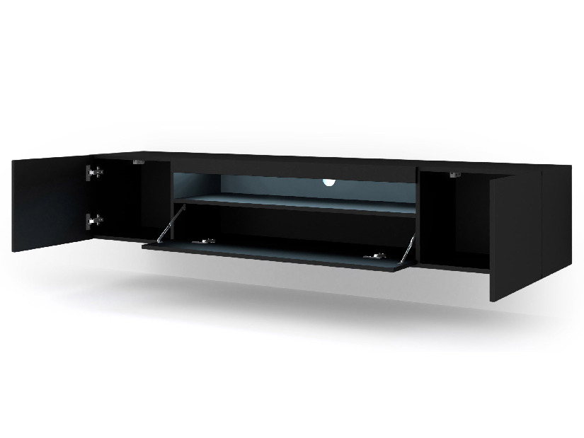 TV stolek/skříňka Aurinko 200 (matná černá) (s osvětlením)