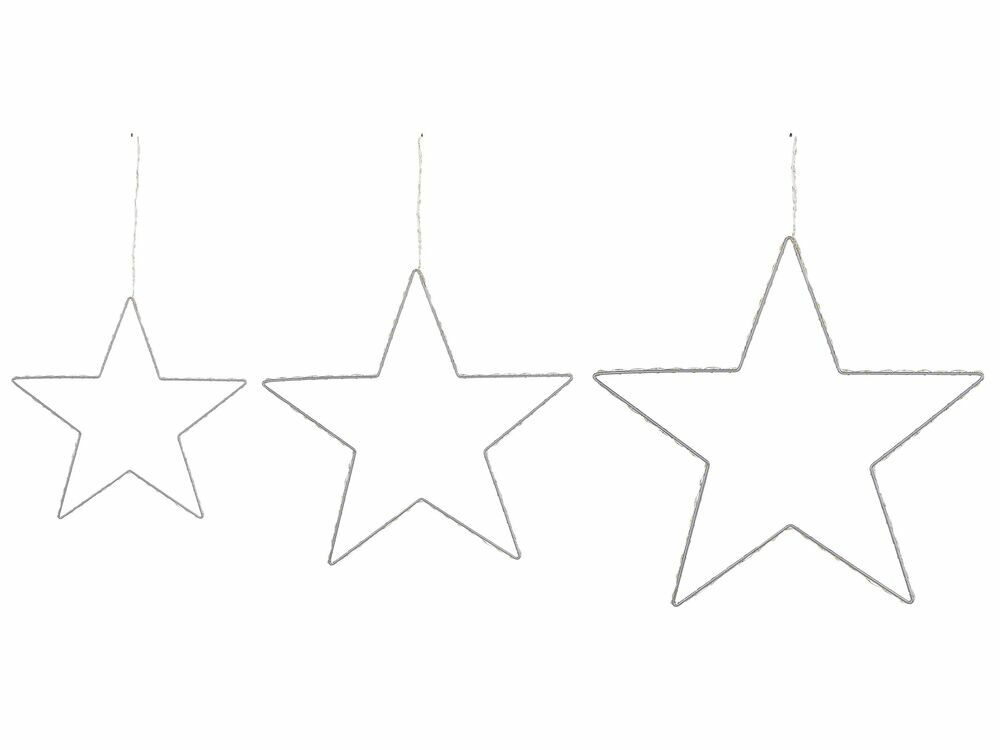 Set 3 ks LED dekorace hvězdy Kunza (stříbrná)