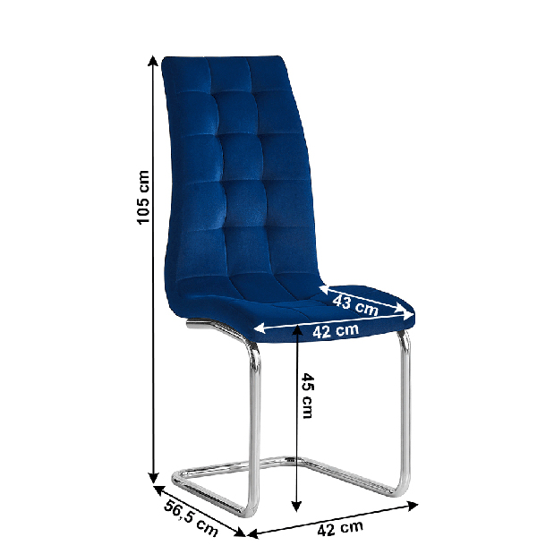 Jídelní židle Farando NEW (modrá + chróm)