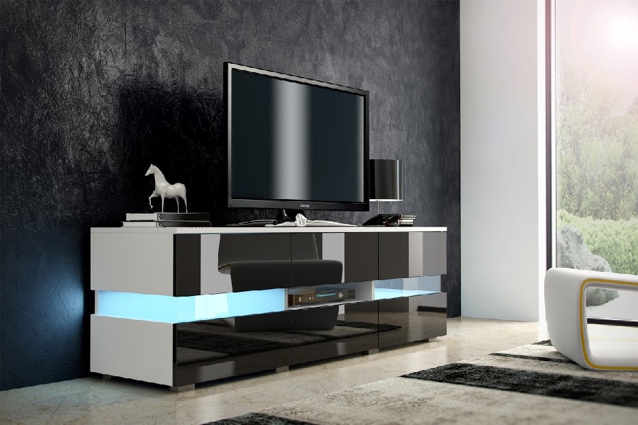 TV stolek Inter bílá + lesk černý *bazar
