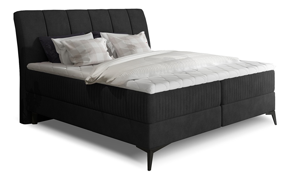 Manželská postel Boxspring 180 cm Alberto (černá Ontario 100) (s matracemi)