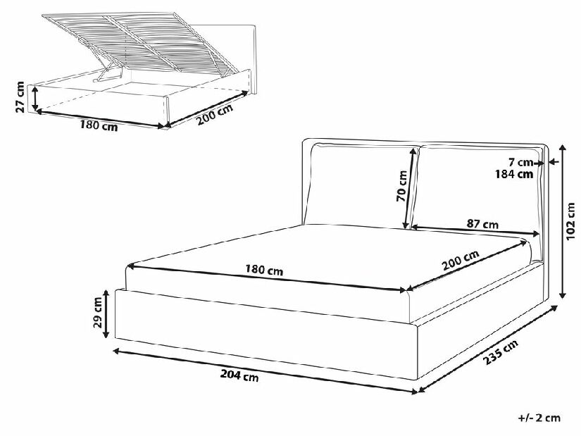 Manželská postel 180 cm Berit (zelená) (s roštem) (s úl. prostorem)