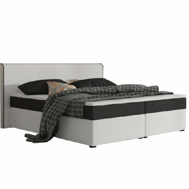 Manželská postel Boxspring 180 cm Namakyra komfort (bílá + černá) (s matrací a roštem)