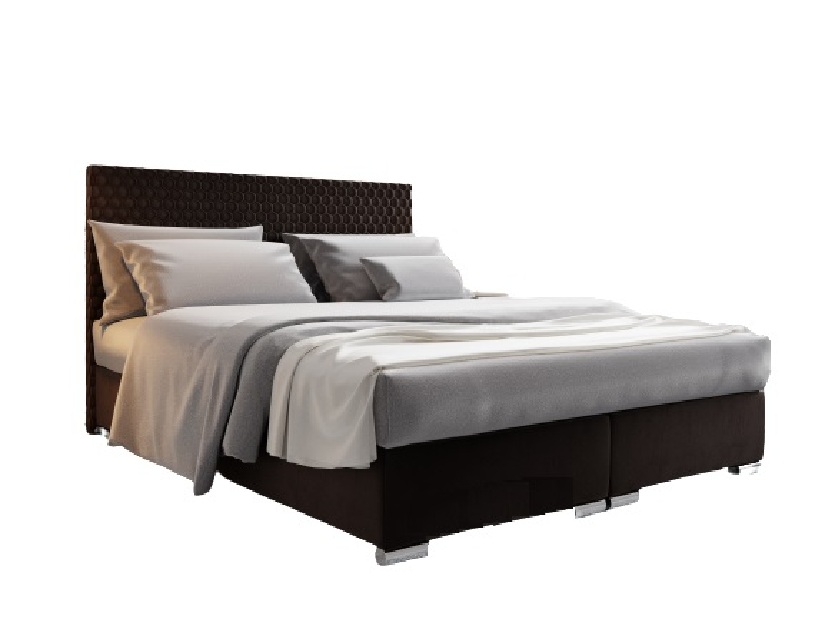 Kontinentální postel 180 cm Harlan Comfort (tmavě hnědá) (s roštem, matrací a úl. prostorem)