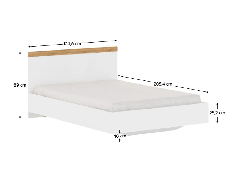 Jednolůžková postel 120cm Valgo 120 (bílá + dub wotan)