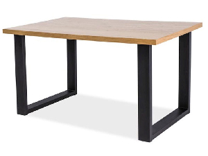 Jídelní stůl 180 cm Una (dub + černá) (pro 8 a více osob)