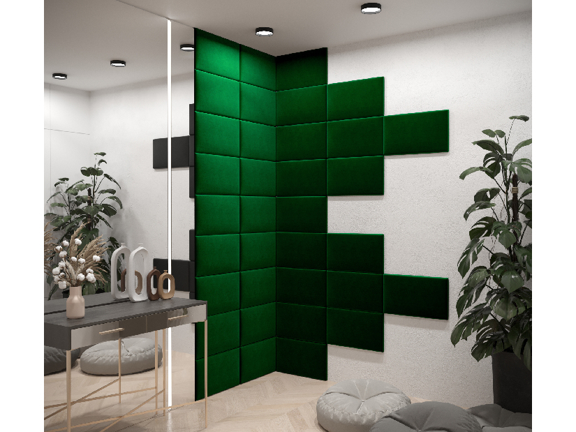 Čalouněný panel Cubic 50x30 cm (tmavě zelená)