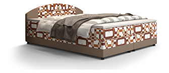 Manželská postel Boxspring 160 cm Orlando Comfort (vzor + světle hnědá) (s matrací a úložným prostorem)