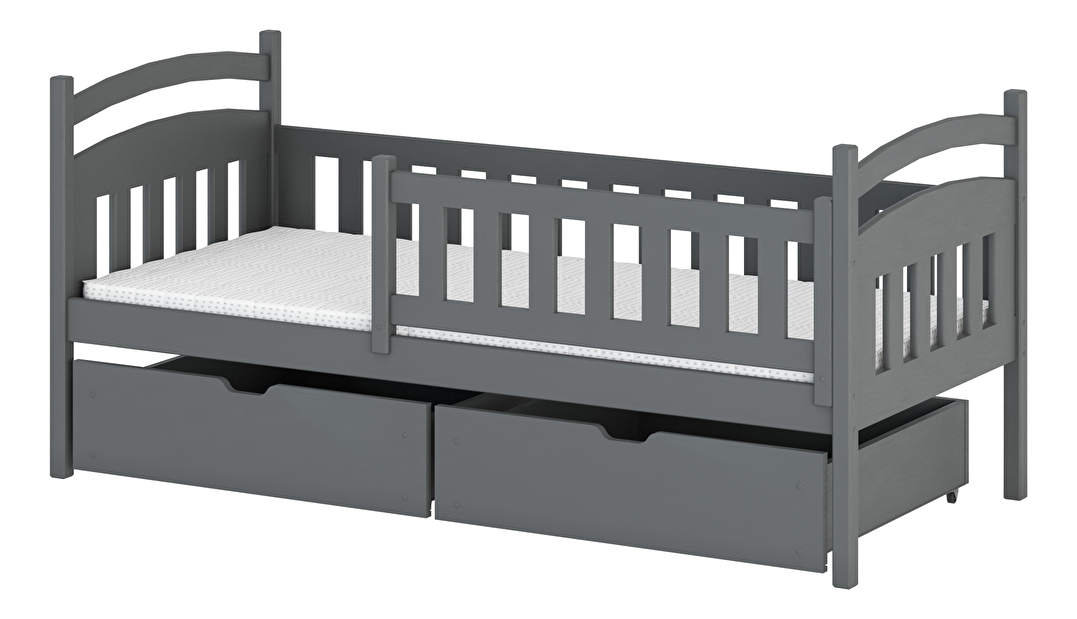 Dětská postel 90 cm Tobie (s roštem a úl. prostorem) (grafit)