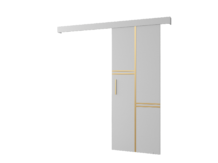 Posuvné dveře 90 cm Sharlene VIII (bílá matná + bílá matná + zlatá)