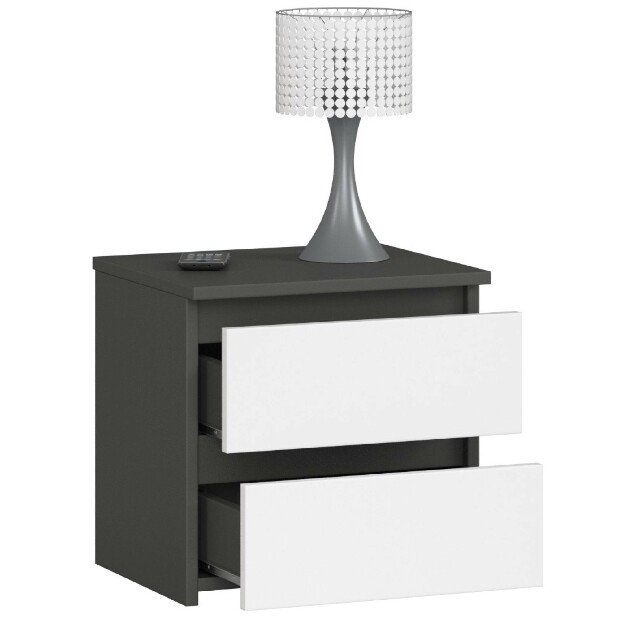 Noční stolek Cleania CL2 (grafit šedý + bílá)