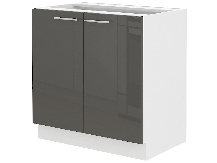 Dolní kuchyňská skříňka Lavera 80 D 2F BB (bílá + lesk šedý)