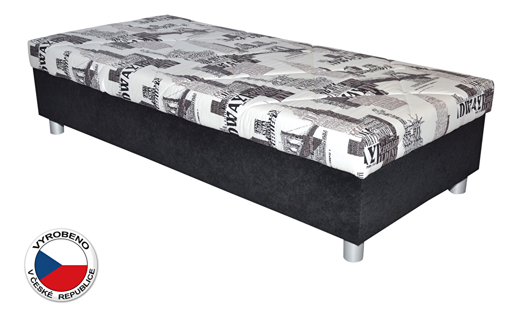 Jednolůžková postel (válenda) 90 cm Blanář Inez (bílá + černá) (s roštem a matrací)