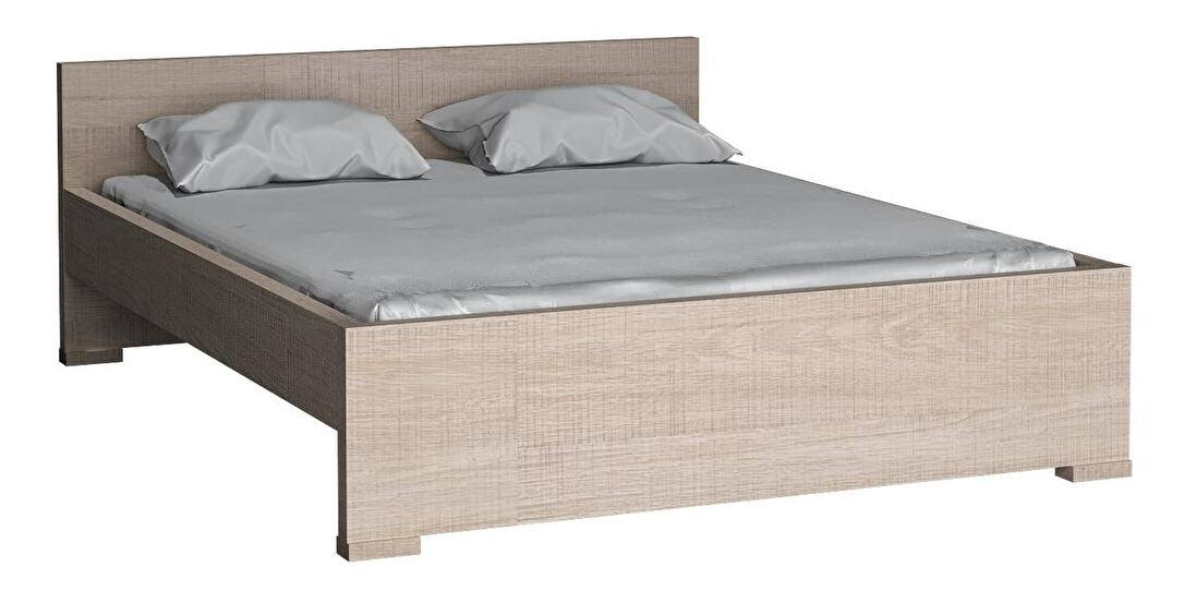 Manželská postel 160 cm Vega 19 (s roštem) (dub santana světlý)
