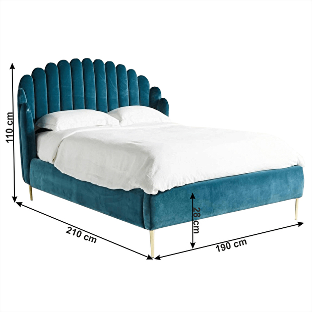 Manželská postel 180 cm Krilsa (petrolejová) (s roštem)