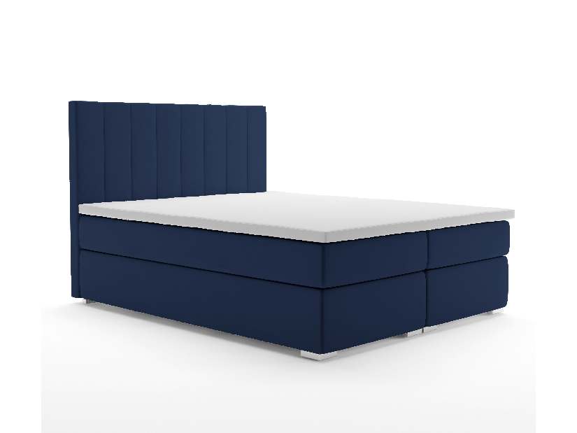 Kontinentální postel 180 cm Pugno (tmavě modrá) (s úložným prostorem)