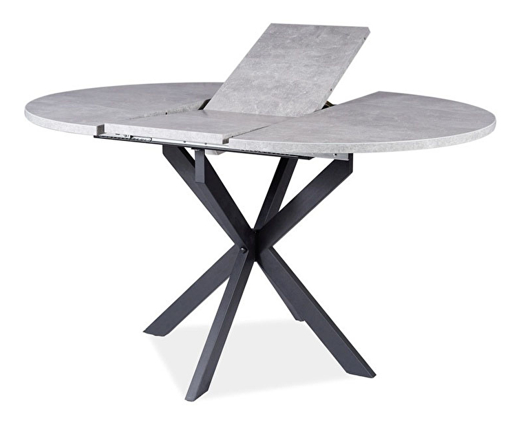 Rozkládací jídelní stůl 100-135 cm Garnett (beton + černá) (pro 4 až 6 osob)