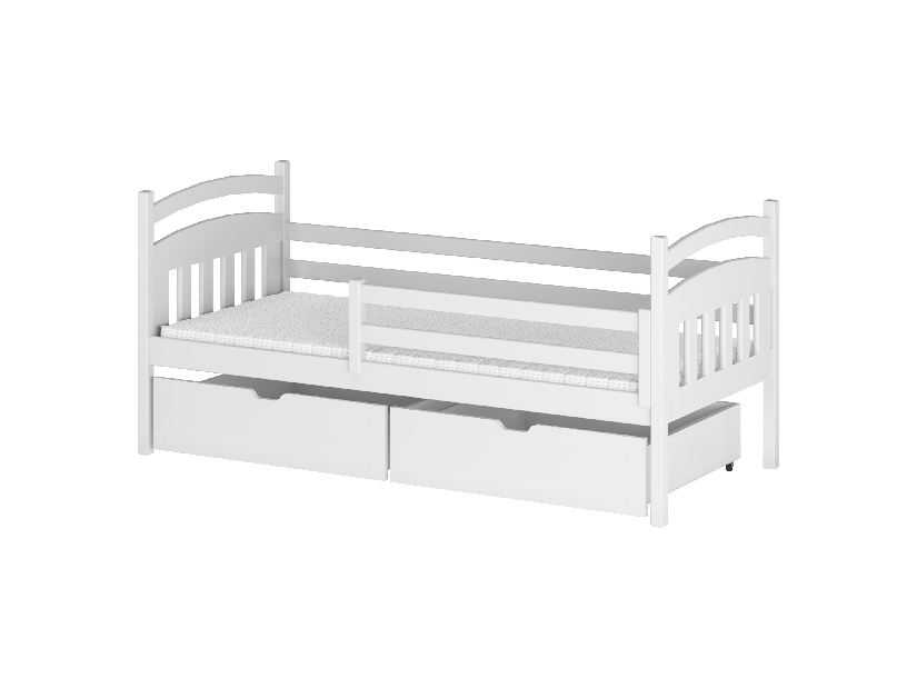 Dětská postel 80 cm Susy (s roštem a úl. prostorem) (bílá)