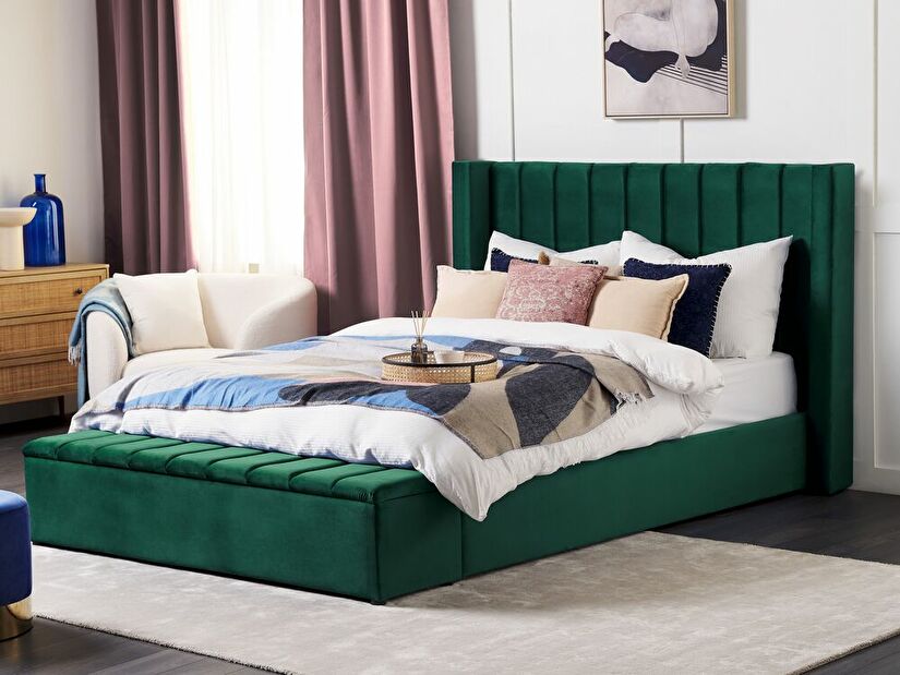 Manželská postel 180 cm Noya (zelená) (s roštem) (s úl. prostorem)