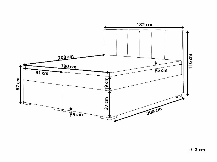 Manželská postel Boxspring 180 cm LORRO (s matracemi) (šedá)