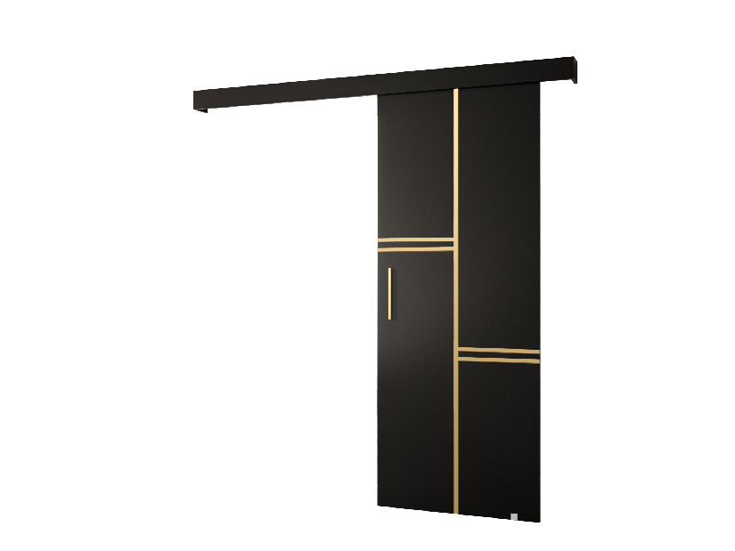 Posuvné dveře 90 cm Sharlene VIII (černá matná + černá matná + zlatá)